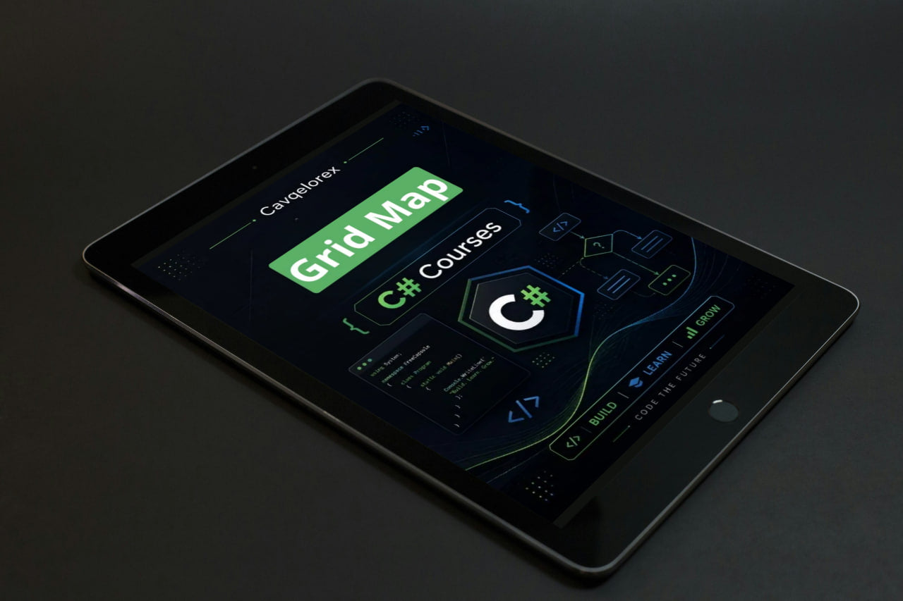 Tablet displaying a software interface with a dark theme and green highlights.