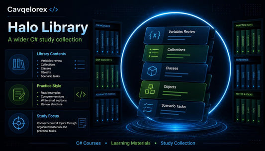 Cavqflorex Halo Library with C# study collection on a dark background