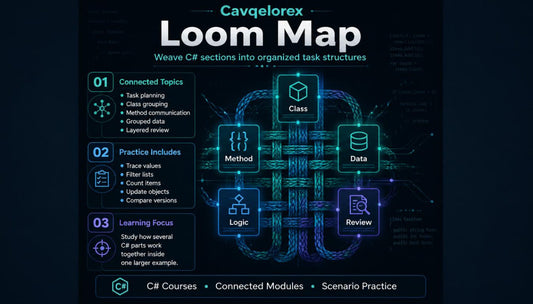 Cavqelorex Loom Map with technical diagram and text on a dark background